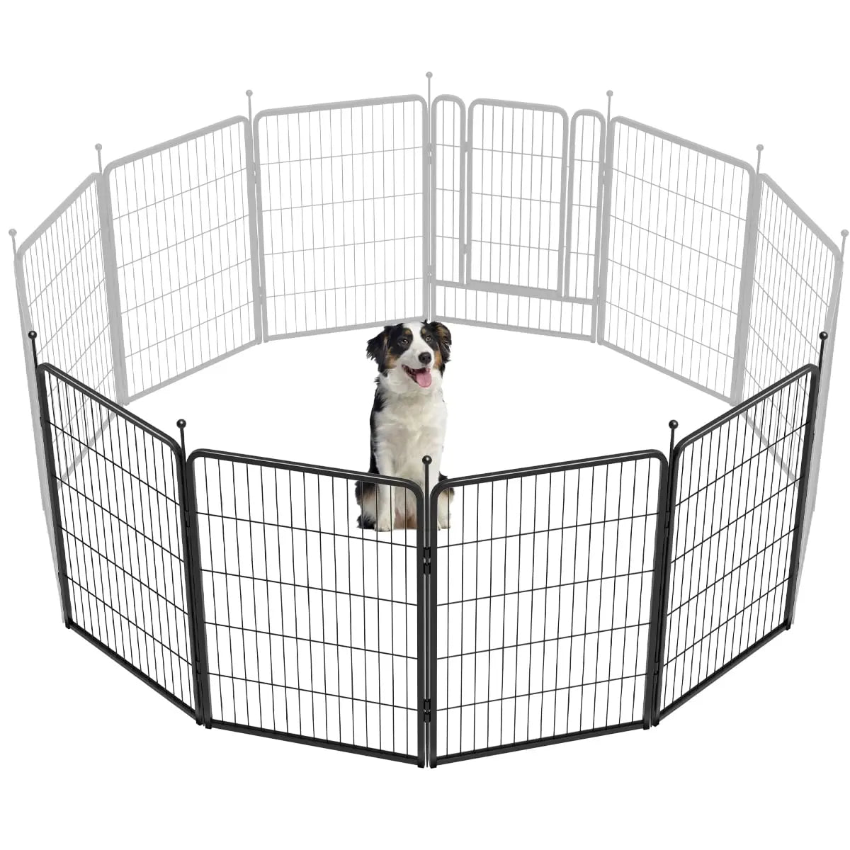 FXW Rollick Unleashed Dog Playpen for Indoor, Yard, RV Camping, 24"/32"/40"/45"/50" Height, 2/4/6/8/16/24/32/48 Panels for Small, Medium, and Large Dogs, Black/White│Patented