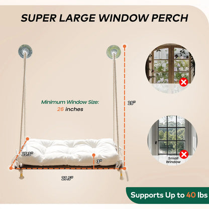 Solid Wood Cat Window Perch with Machine Washable Cusion,Strong Suction Cup, Cat Window Perch for Cats and Small Dog #Summervibes #Dealsforyourdays