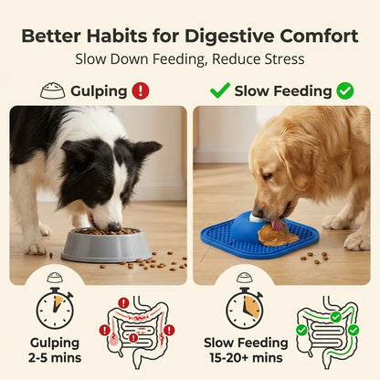 Dog Slow Feeder Bowl & Lick Mat Set - Food-Grade Silicone Anti-Slip Bowl Feeding Mat, Mess-Free Strong Suction Pad for Anxiety Relief, Anti-Destructive Use with Wet Food, Yogurt, Peanut Butter, Anti-Slip Feeding Mats, Bowl Feeding Mats