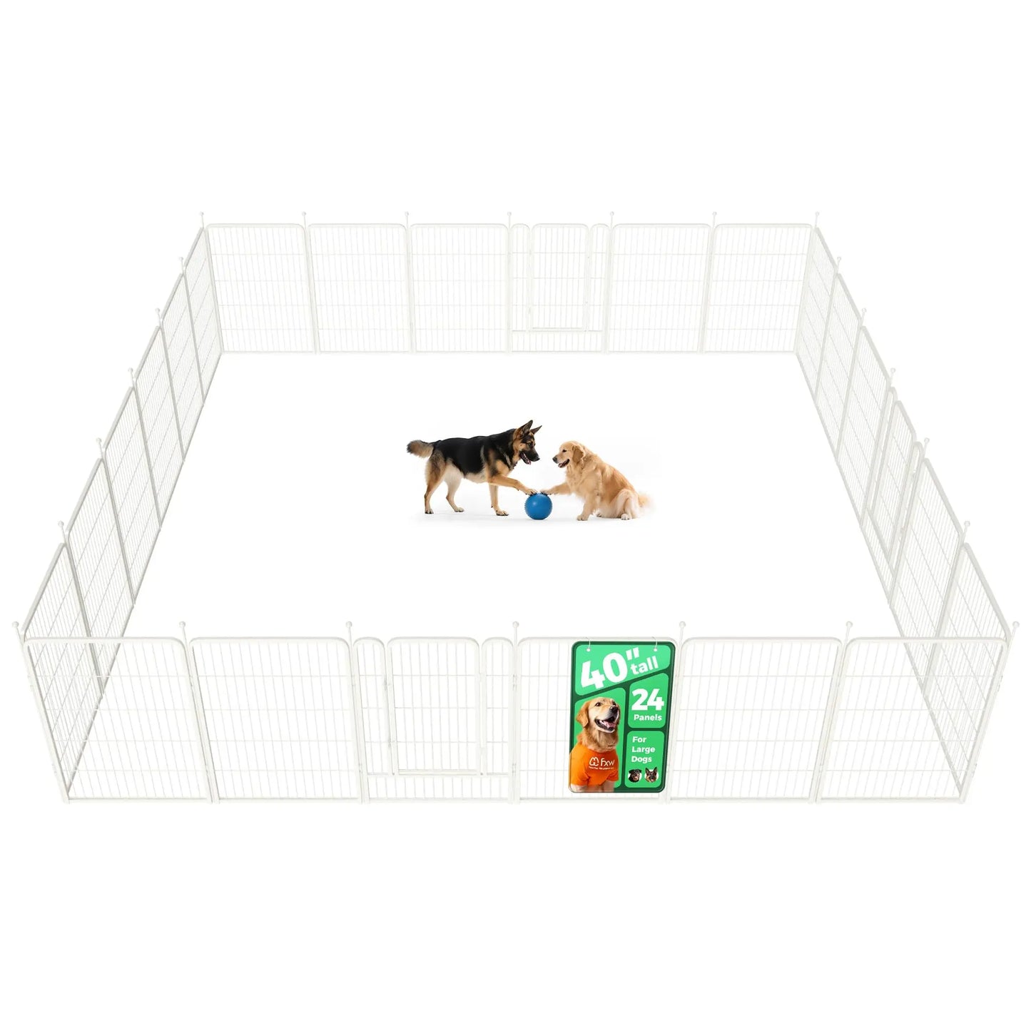 FXW Rollick Unleashed Dog Playpen for Indoor, Yard, RV Camping, 24"/32"/40"/45"/50" Height, 2/4/6/8/16/24/32/48 Panels for Small, Medium, and Large Dogs, Black/White│Patented