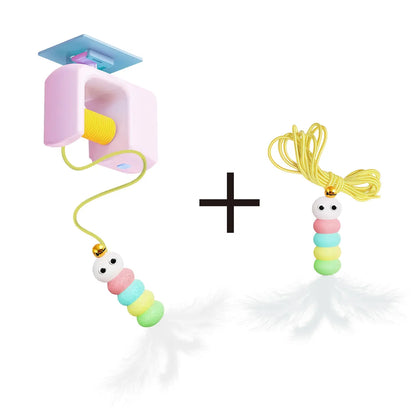 Interactive Cat Toys, Echargeable Hangingdoor Cat Toy with Replacement Toy and Elastic Rope, Automatic Electric Flying Feather Cat Toy for Chase Exercise Enrichment Stimulation, Durable Safe Hanging Toy for Bored Kittens Adult Multi Cat Households Teaser