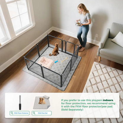 FXW Rollick Unleashed Dog Playpen for Indoor, Yard, RV Camping, 24"/32"/40"/45"/50" Height, 2/4/6/8/16/24/32/48 Panels for Small, Medium, and Large Dogs, Black/White│Patented