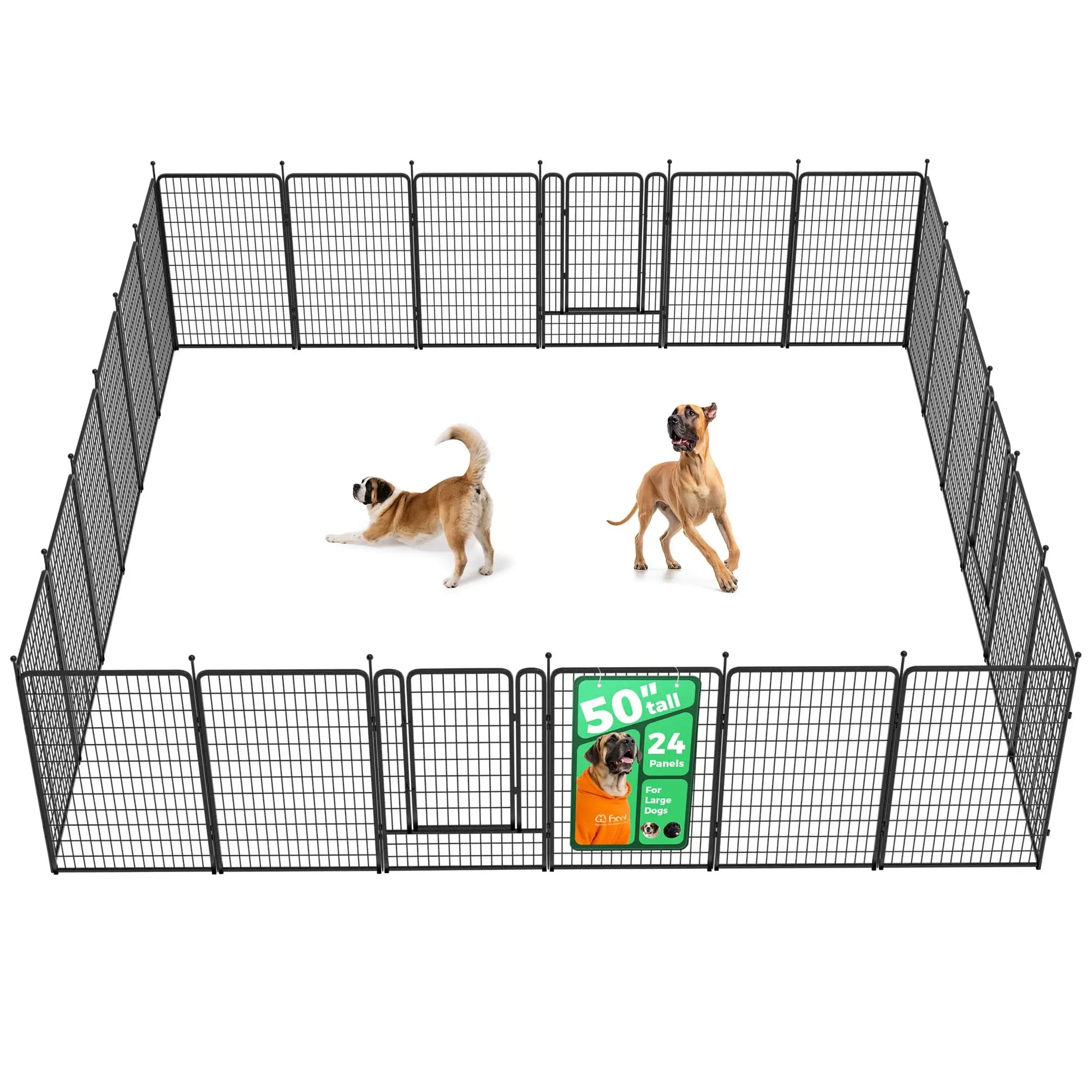 FXW Rollick Unleashed Dog Playpen for Indoor, Yard, RV Camping, 24"/32"/40"/45"/50" Height, 2/4/6/8/16/24/32/48 Panels for Small, Medium, and Large Dogs, Black/White│Patented