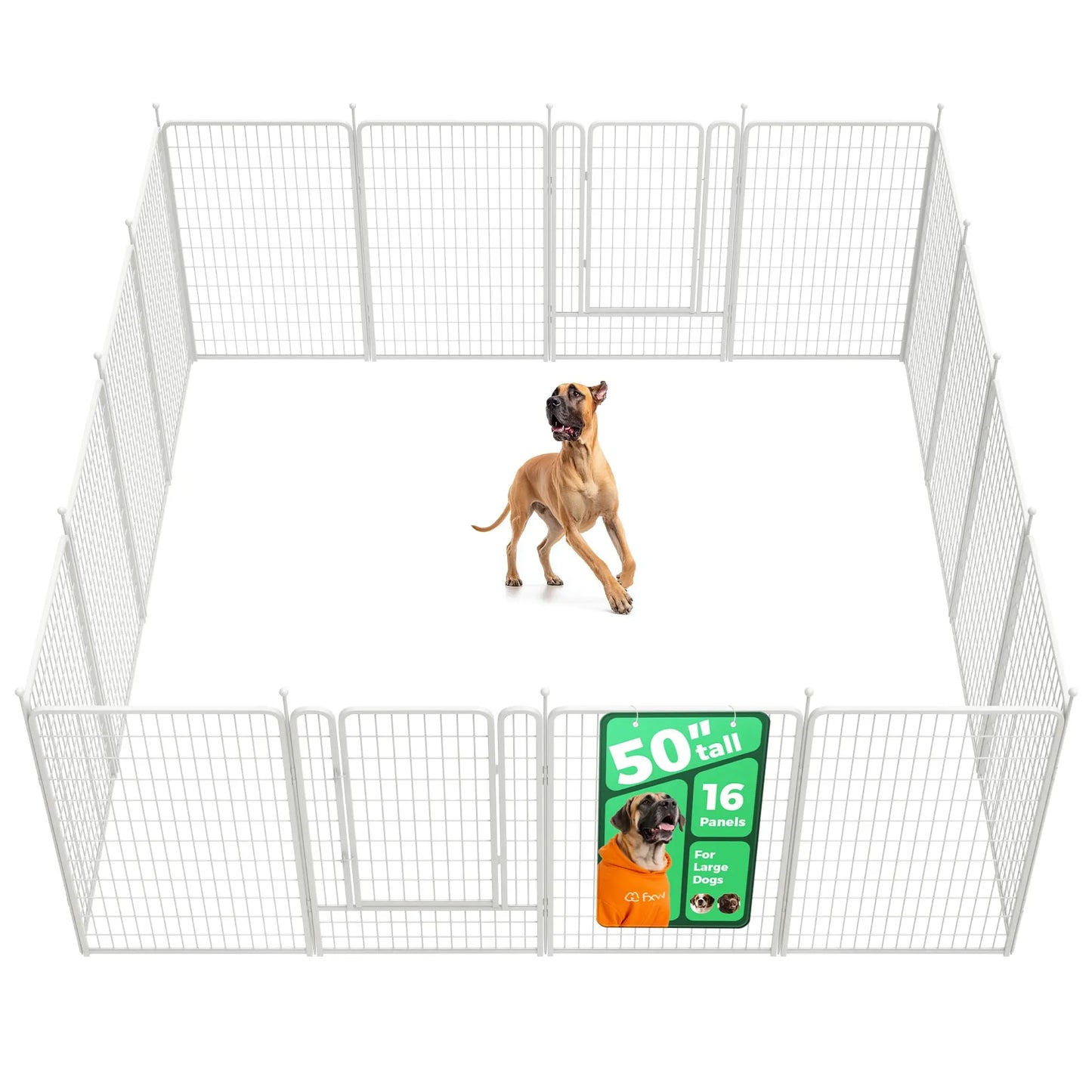 FXW Rollick Unleashed Dog Playpen for Indoor, Yard, RV Camping, 24"/32"/40"/45"/50" Height, 2/4/6/8/16/24/32/48 Panels for Small, Medium, and Large Dogs, Black/White│Patented
