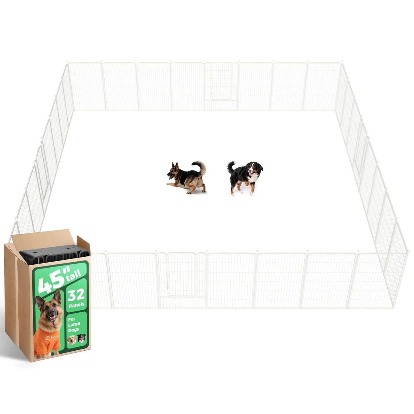 FXW Rollick Unleashed Dog Playpen for Indoor, Yard, RV Camping, 24"/32"/40"/45"/50" Height, 2/4/6/8/16/24/32/48 Panels for Small, Medium, and Large Dogs, Black/White│Patented