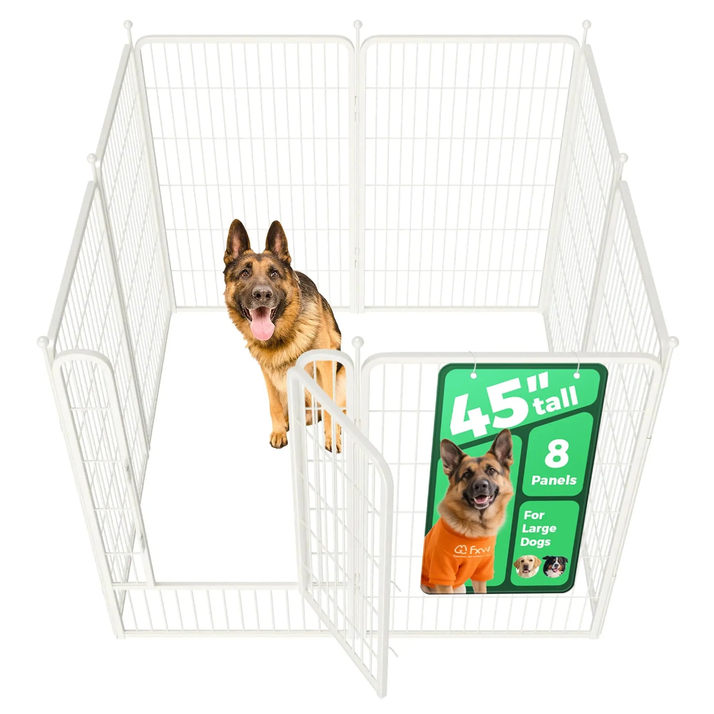 FXW Rollick Unleashed Dog Playpen for Indoor, Yard, RV Camping, 24"/32"/40"/45"/50" Height, 2/4/6/8/16/24/32/48 Panels for Small, Medium, and Large Dogs, Black/White│Patented