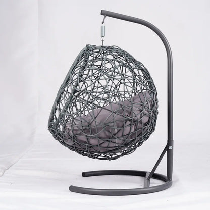 Cat Swing Bed with Stand & Cushion, Cat Egg Chair with Rattan Wicker Appearance, Indoor Hanging Swinging Cat Bed for Cats, Small Dogs, and Small Animals.Gray.